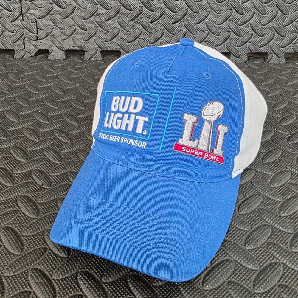 Bud Light Super Bowl LI Official Beer Sponsor Baseball Cap Blue White Adult